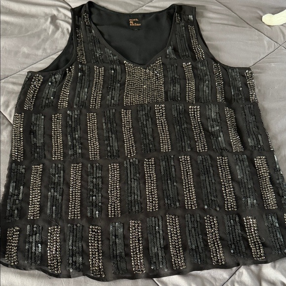 Lane Bryant Tops - Lane Bryant Black and Silver Embellished Tank Top size 16